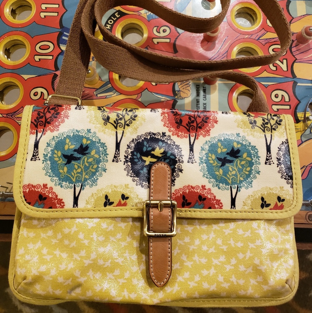 Fossil bird print crossbody purse